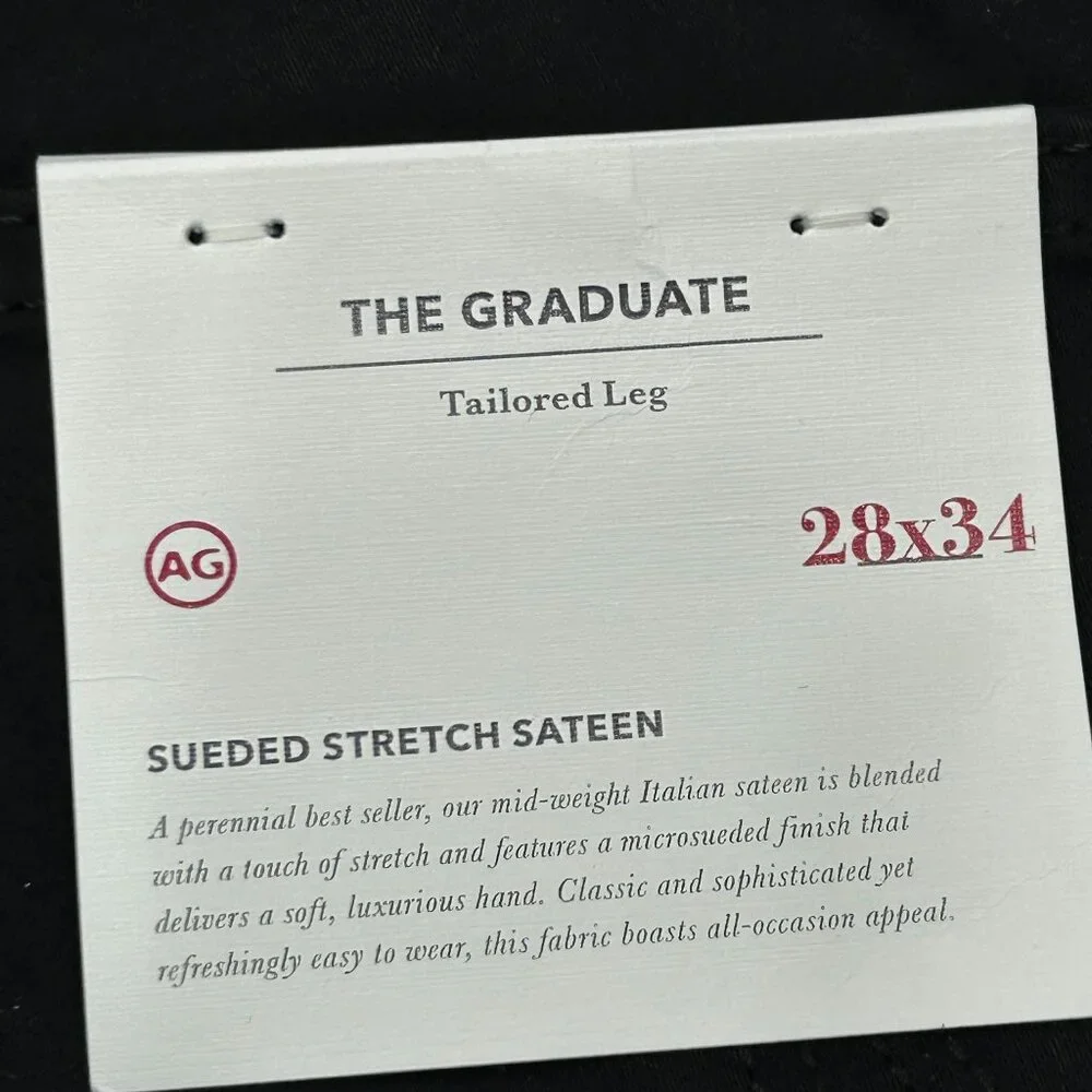 Adriano Goldschmied‎ The Graduate Black Sueded Stretch Sateen Tailored Leg 28x34